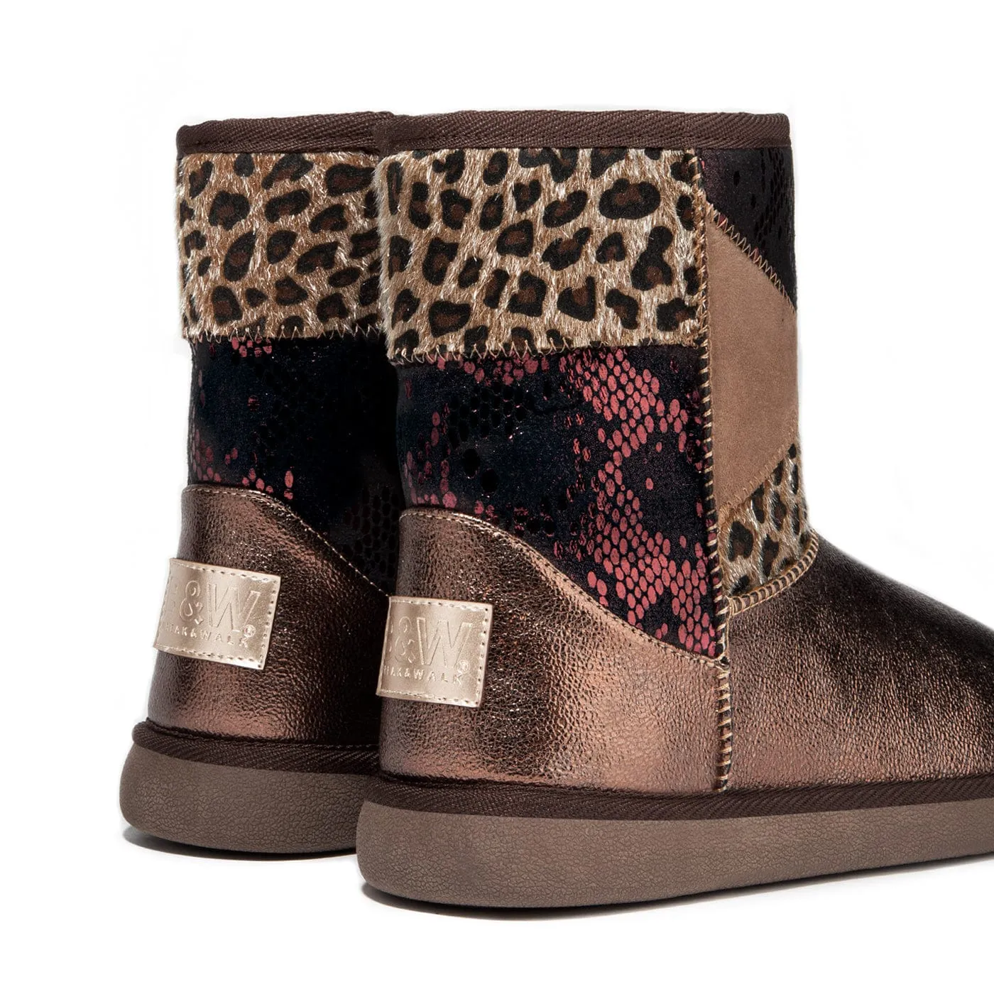 Patchwork Brown Bow Australian Boots