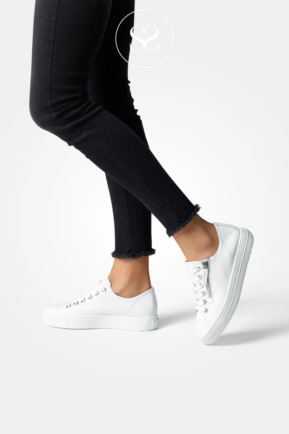 PAUL GREEN 5206 WHITE FLATFORM TRAINERS
