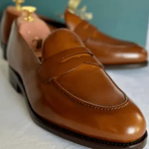 Penny Loafer in Medium Brown Box Calf