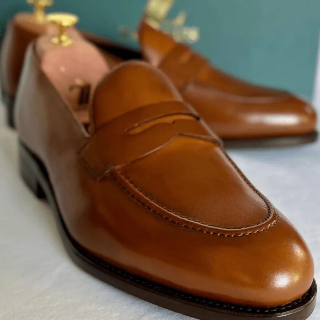 Penny Loafer in Medium Brown Box Calf