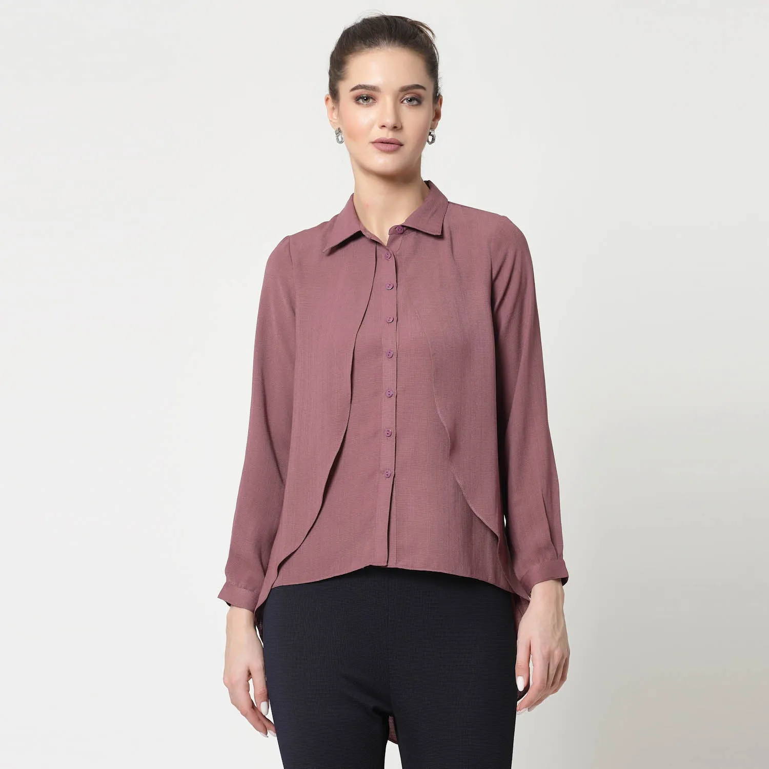 Pink Overlap Asymmetrical Top