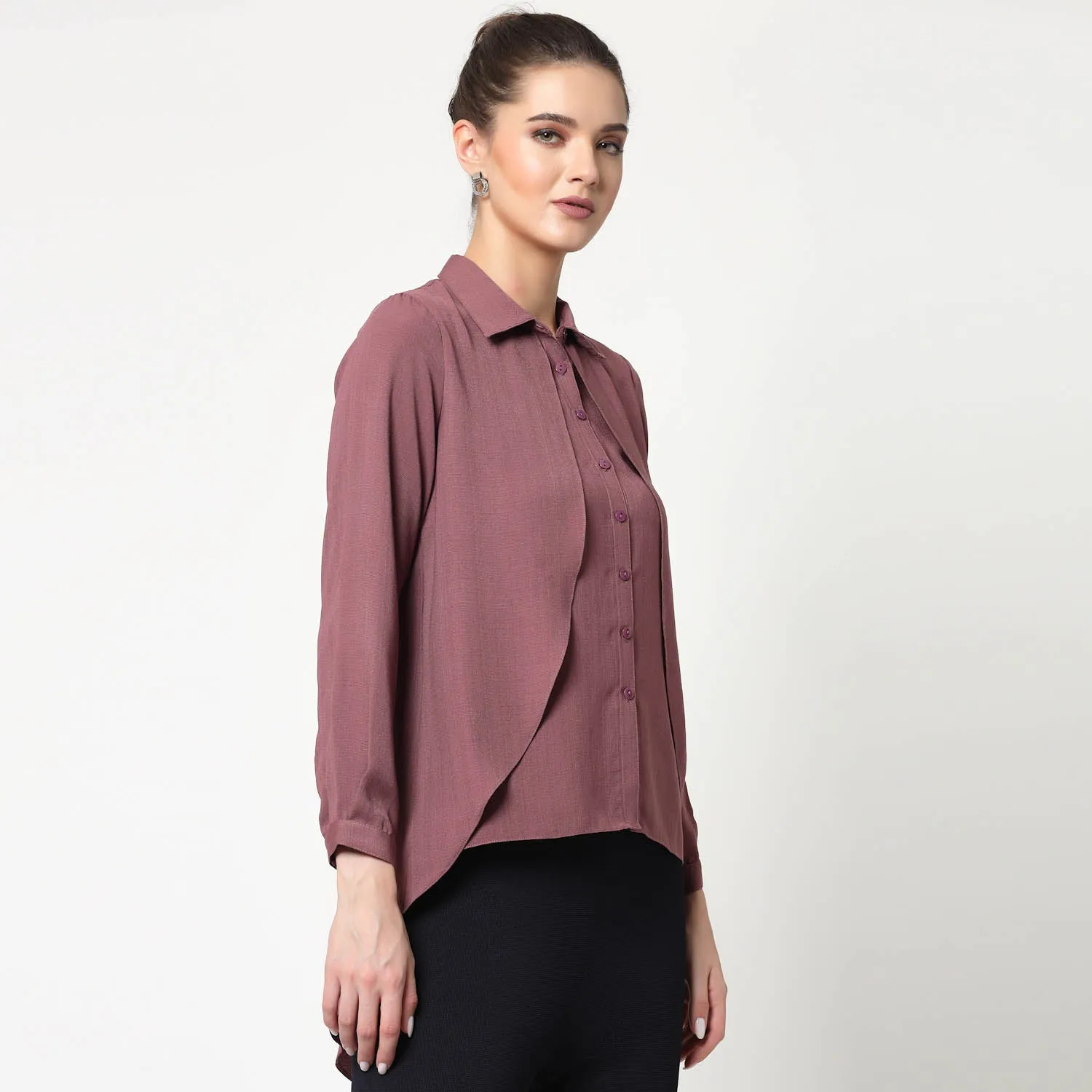 Pink Overlap Asymmetrical Top