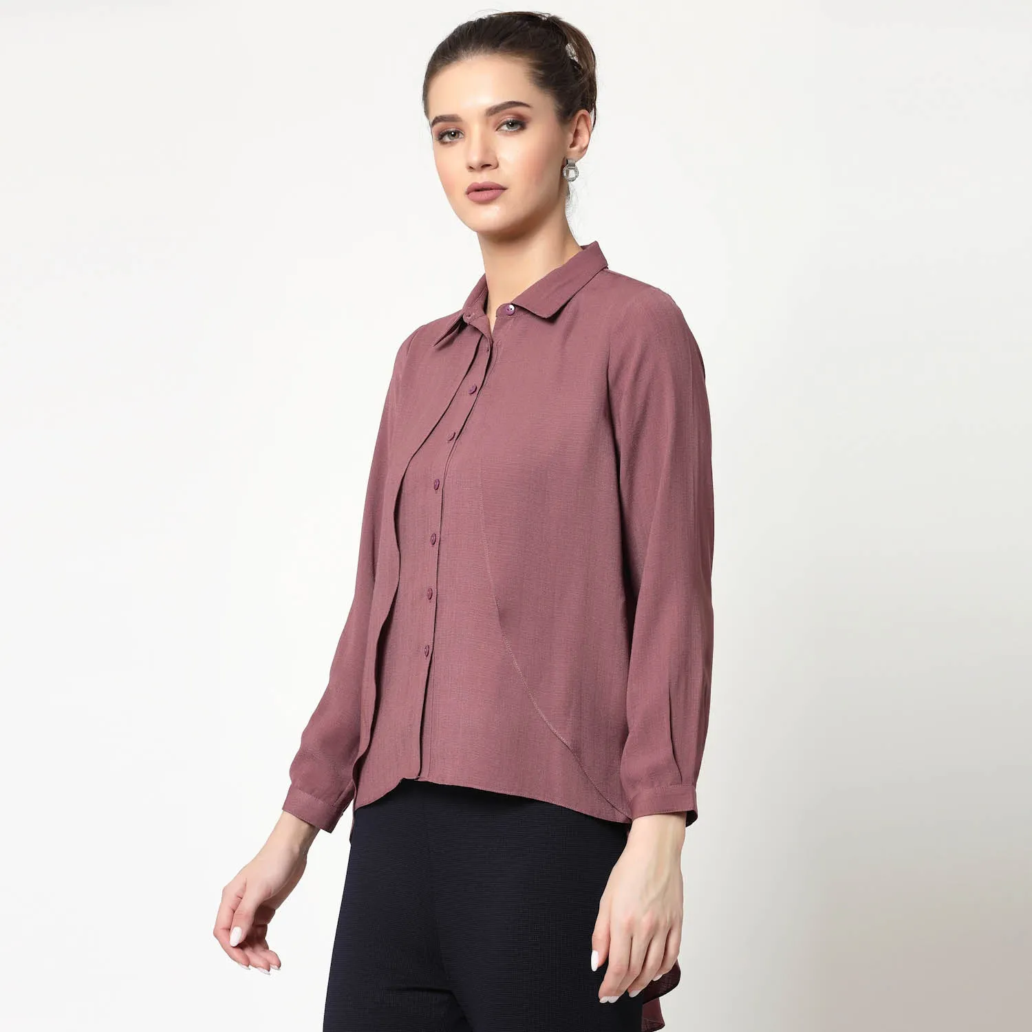 Pink Overlap Asymmetrical Top