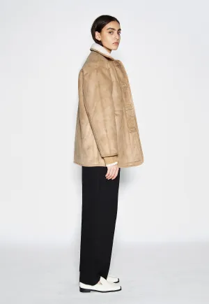 Reversible Vegan Shearling Jacket Oatmeal