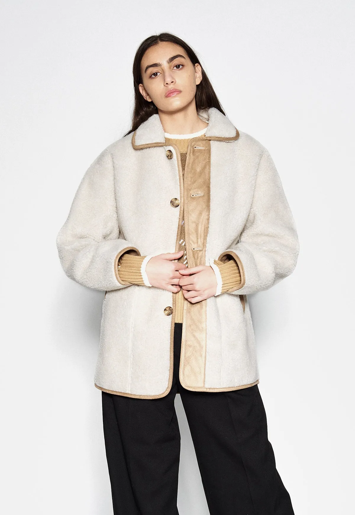 Reversible Vegan Shearling Jacket Oatmeal
