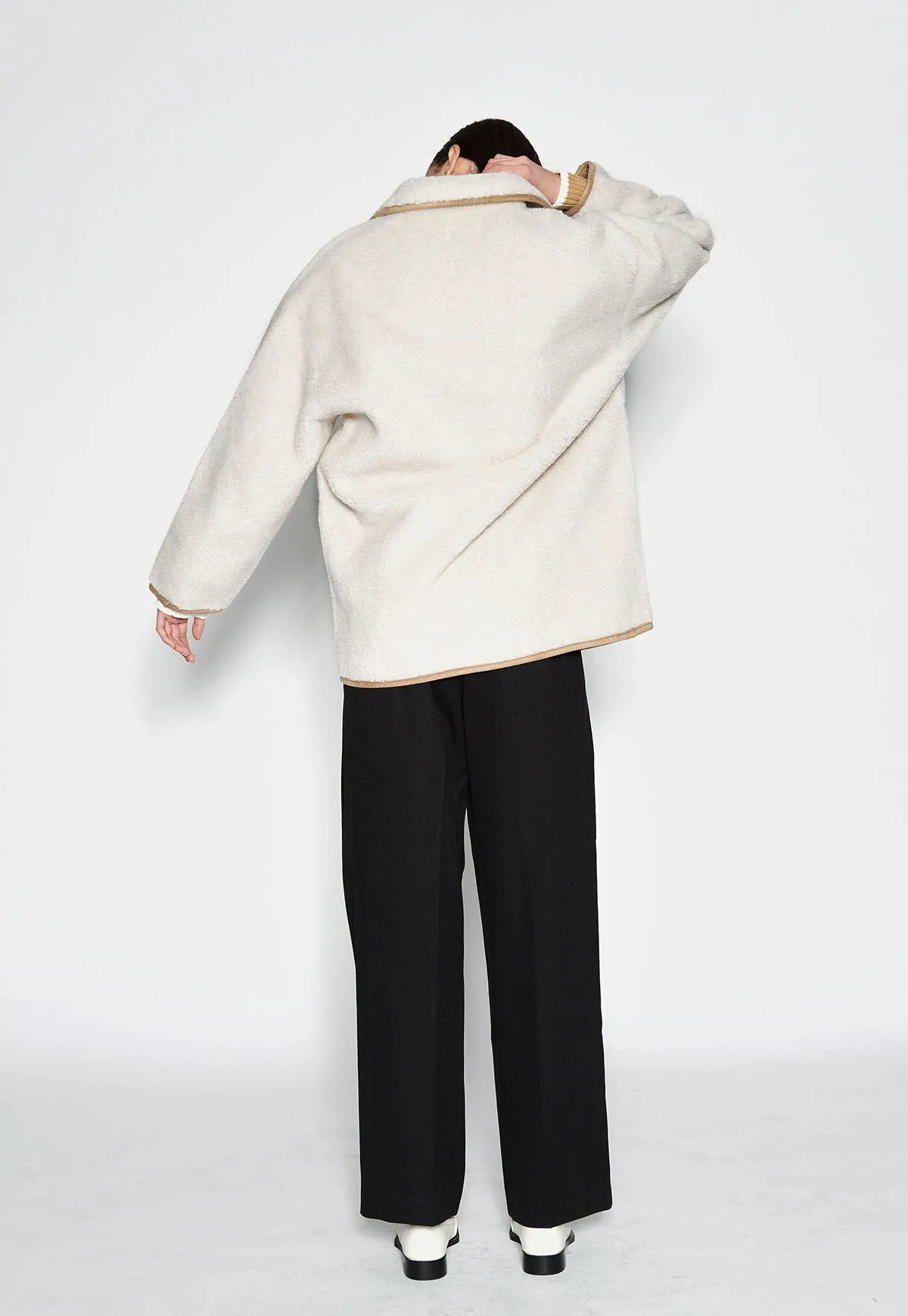 Reversible Vegan Shearling Jacket Oatmeal