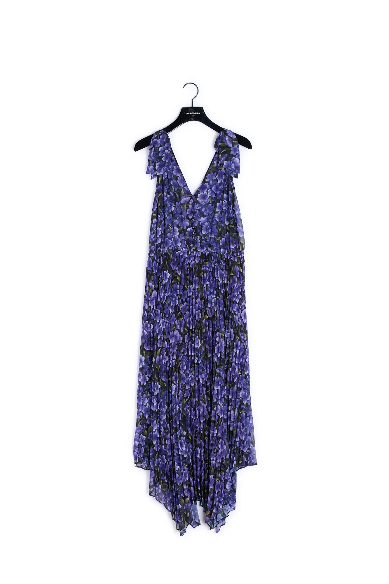 Robe longue plissée imprimé Hortensia Grimpant