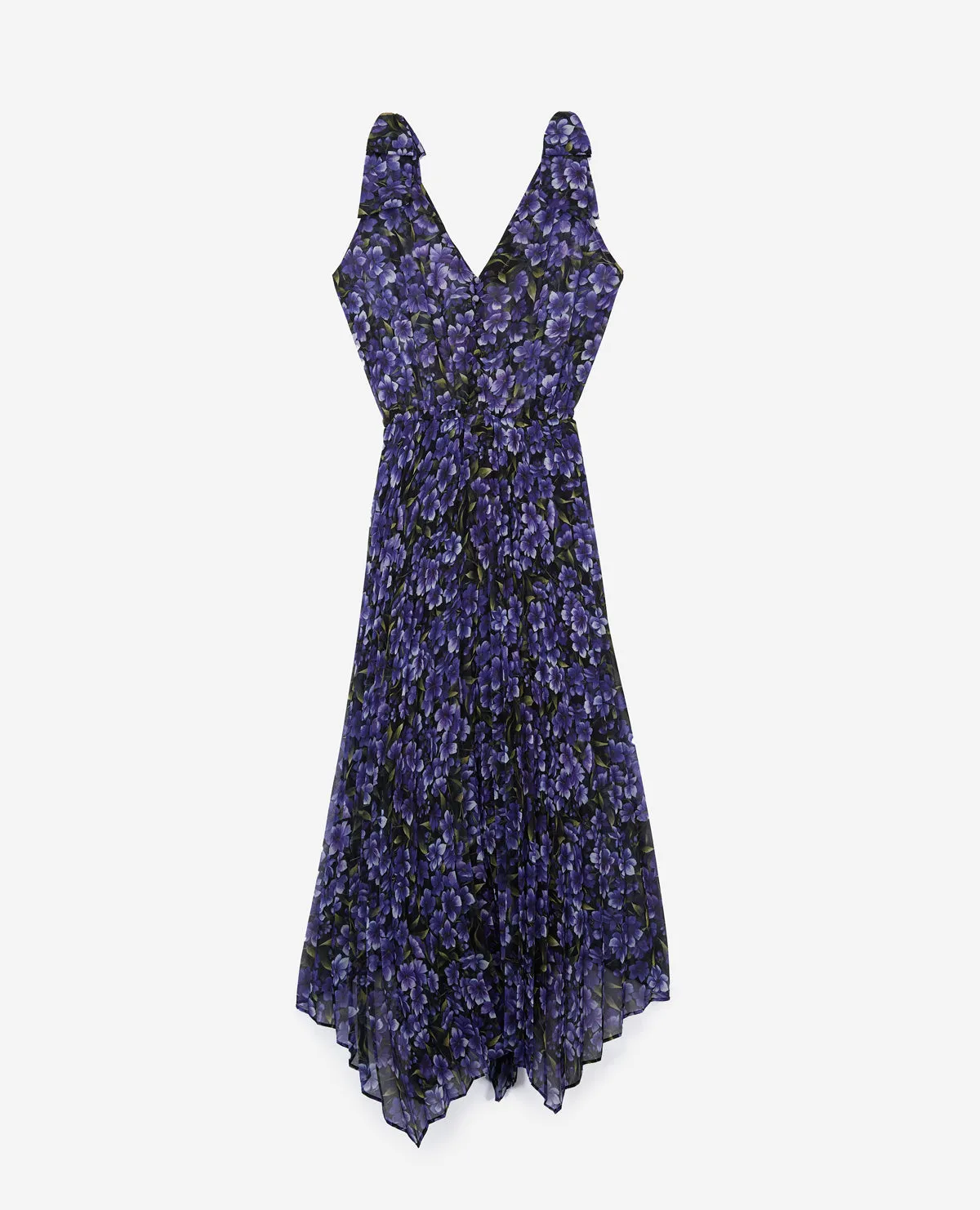 Robe longue plissée imprimé Hortensia Grimpant
