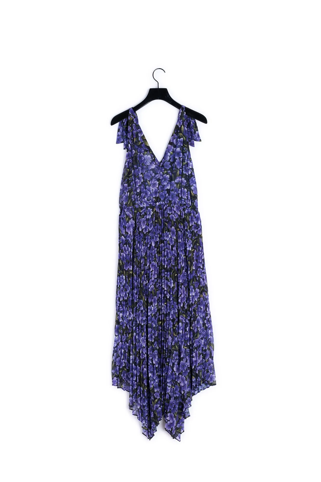 Robe longue plissée imprimé Hortensia Grimpant