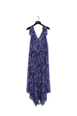 Robe longue plissée imprimé Hortensia Grimpant