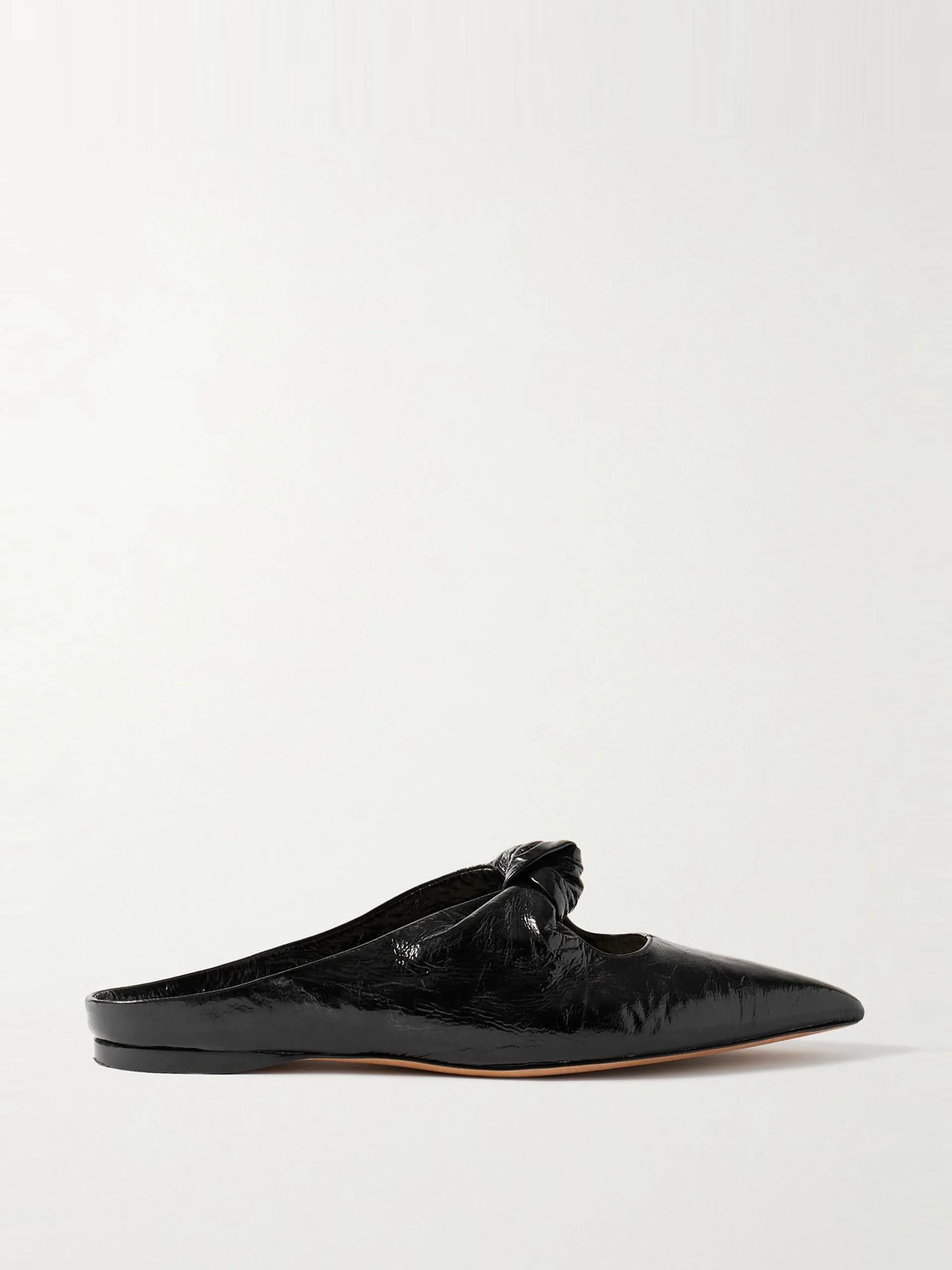 Rowan knotted crinkled-leather mules