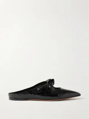 Rowan knotted crinkled-leather mules