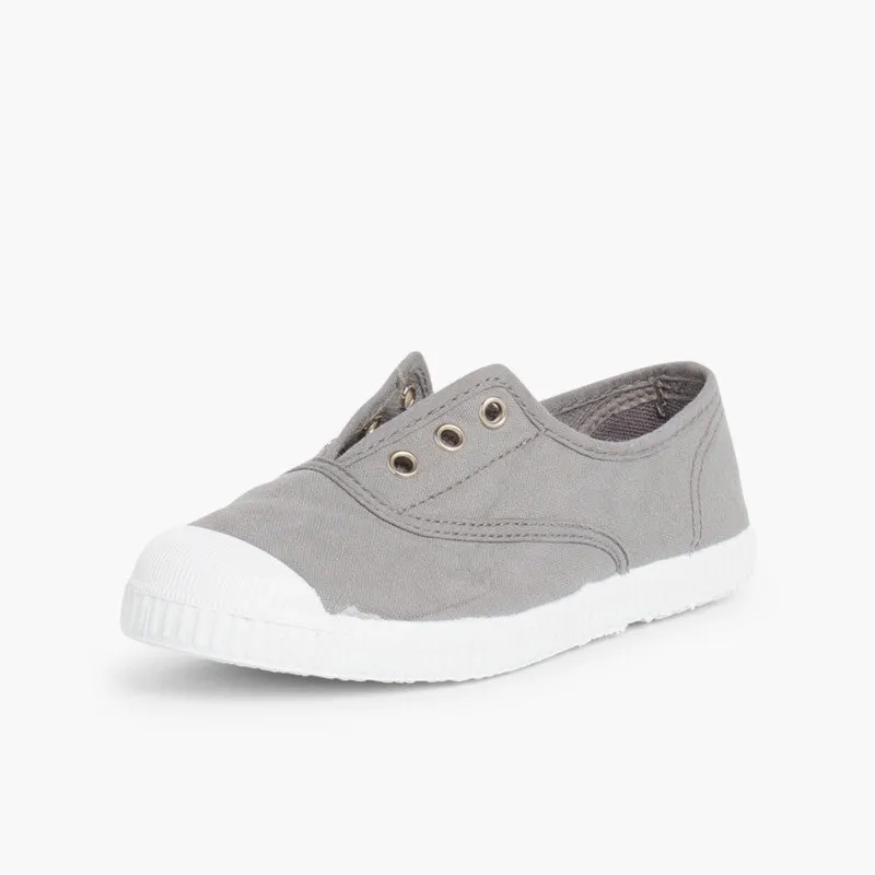RUBBER TOE CAP CANVAS TRAINERS WITHOUT LACES
