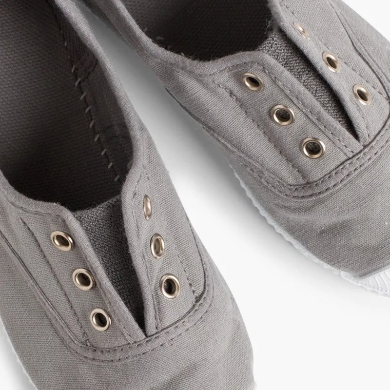 RUBBER TOE CAP CANVAS TRAINERS WITHOUT LACES