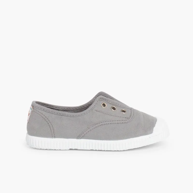 RUBBER TOE CAP CANVAS TRAINERS WITHOUT LACES