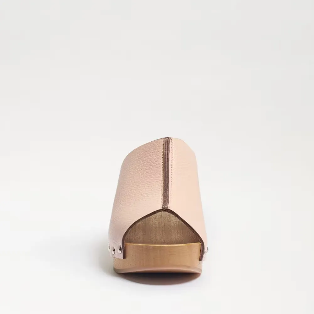 Sam Edelman Bardot Sand Leather Block Heel Open Toe Slip On Fashion Suede Mules