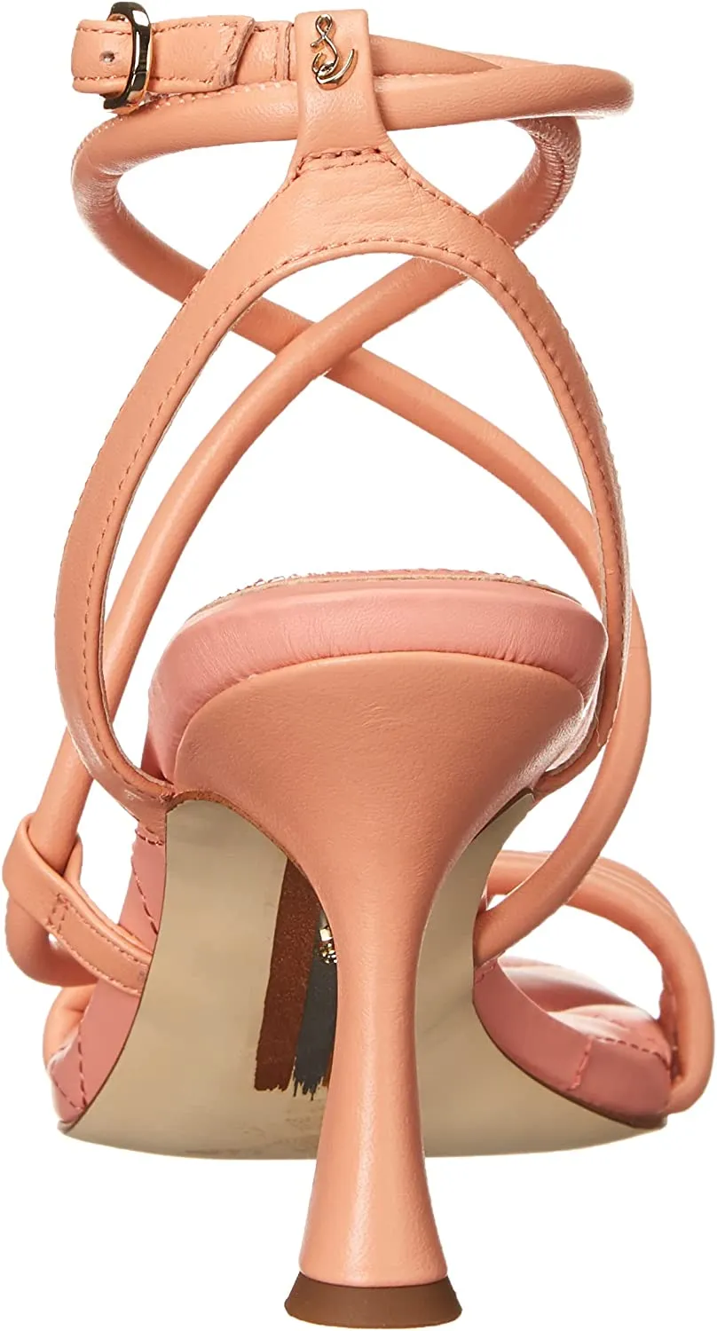 Sam Edelman Maven Clay Tubular Vamp Buckle Ankle Straps Flared Heeled Sandals