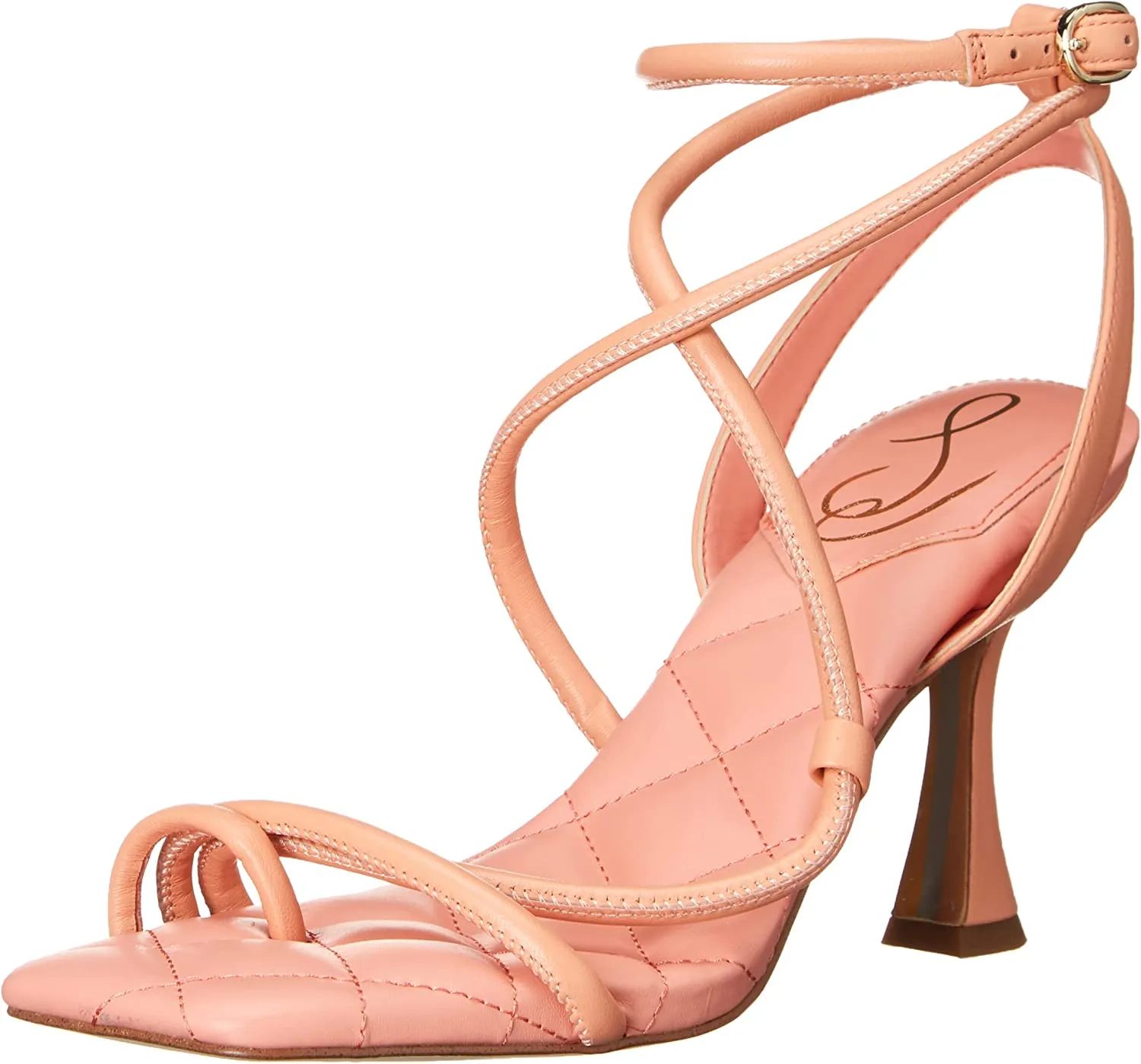 Sam Edelman Maven Clay Tubular Vamp Buckle Ankle Straps Flared Heeled Sandals