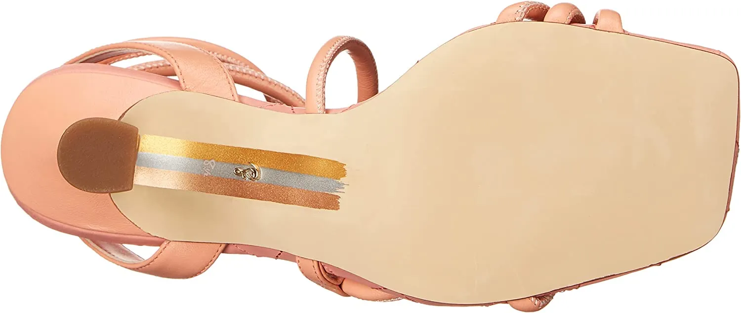 Sam Edelman Maven Clay Tubular Vamp Buckle Ankle Straps Flared Heeled Sandals