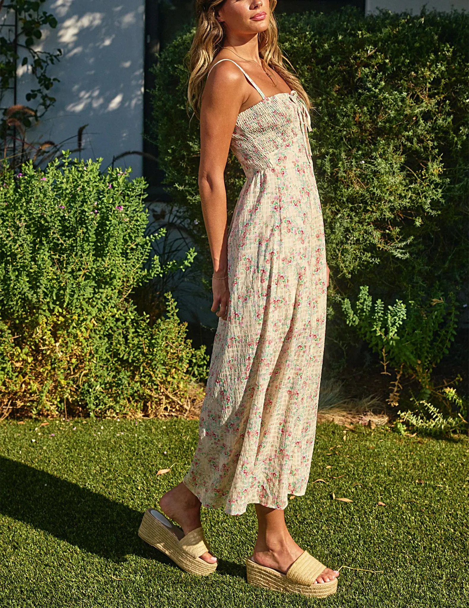 Sandrine Smocked Floral Midi Dress