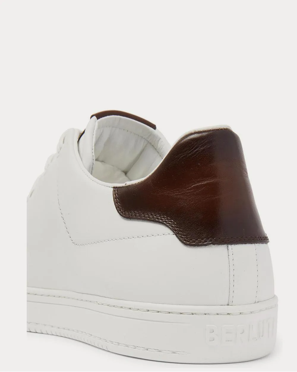 Scritto Logo-Debossed Venezia Leather  White low top sneakers