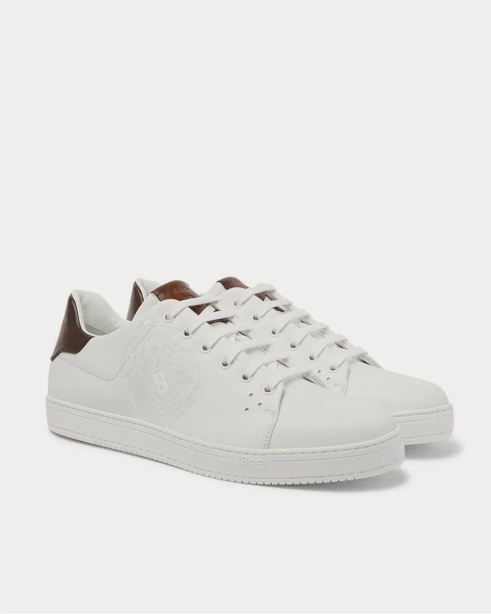 Scritto Logo-Debossed Venezia Leather  White low top sneakers