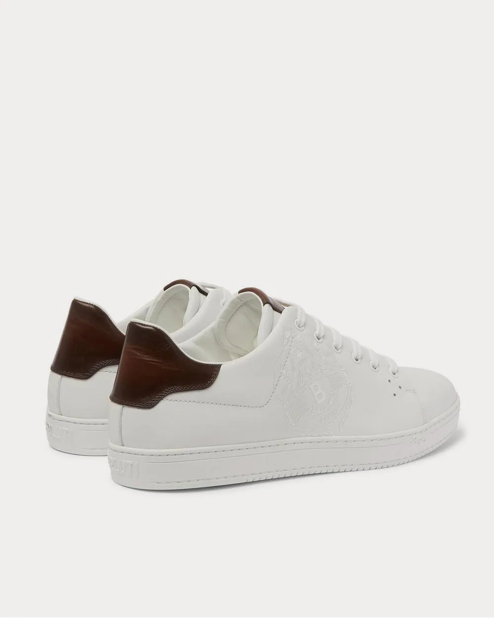 Scritto Logo-Debossed Venezia Leather  White low top sneakers