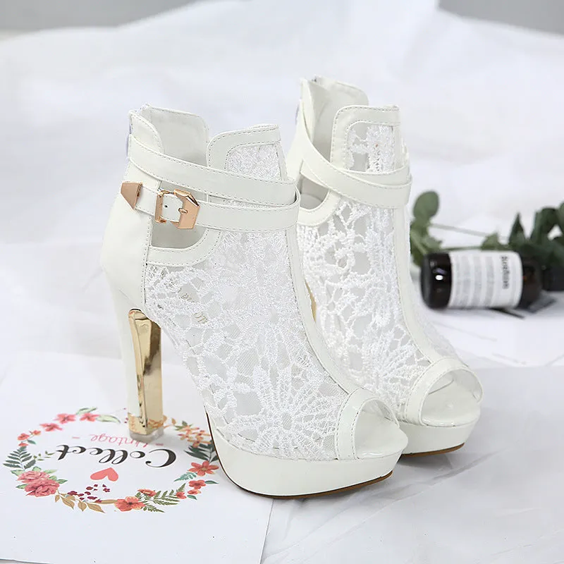 Soulmates Bridal Shop / Peep-toe boots stiletto heeled shoes / Bridal Shoes
