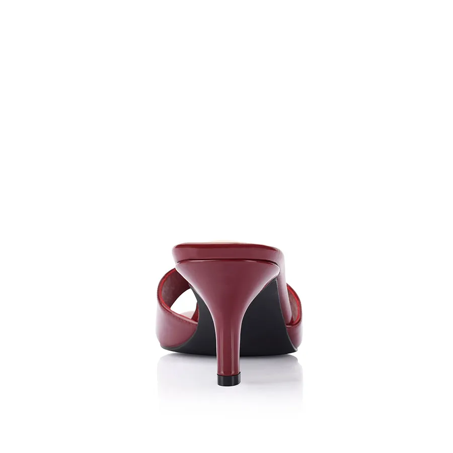Taylor Kitten Heel Mules - Wine Patent