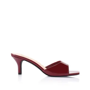 Taylor Kitten Heel Mules - Wine Patent
