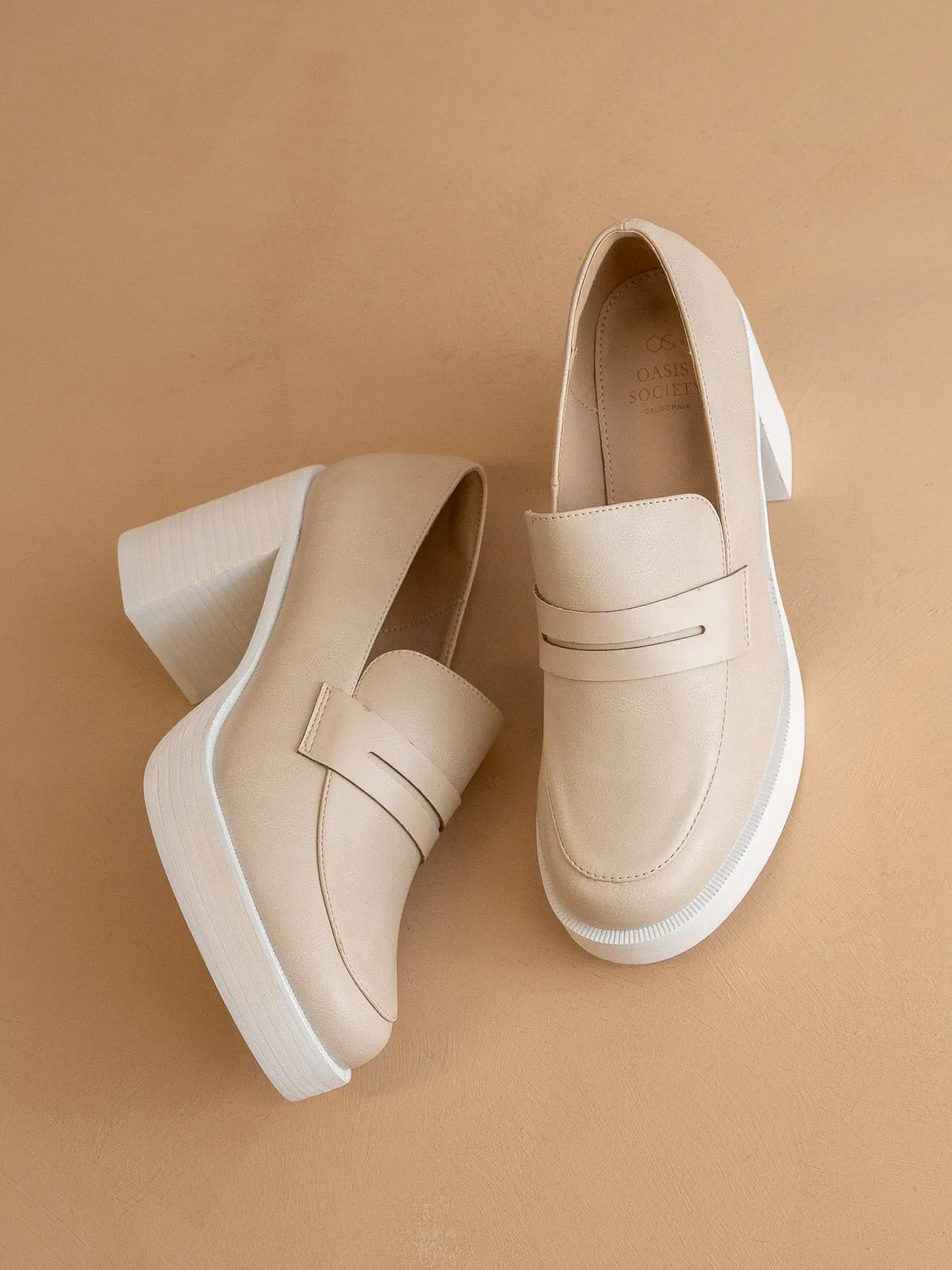 The Hannah | Beige Platform Penny Loafers *final sale*