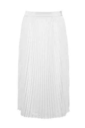 The Sarah Pleated Satin Skirt | Cream