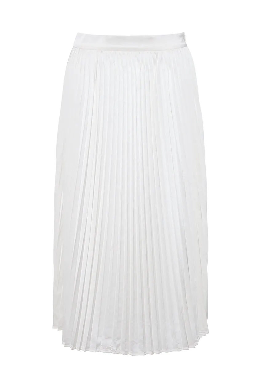 The Sarah Pleated Satin Skirt | Cream