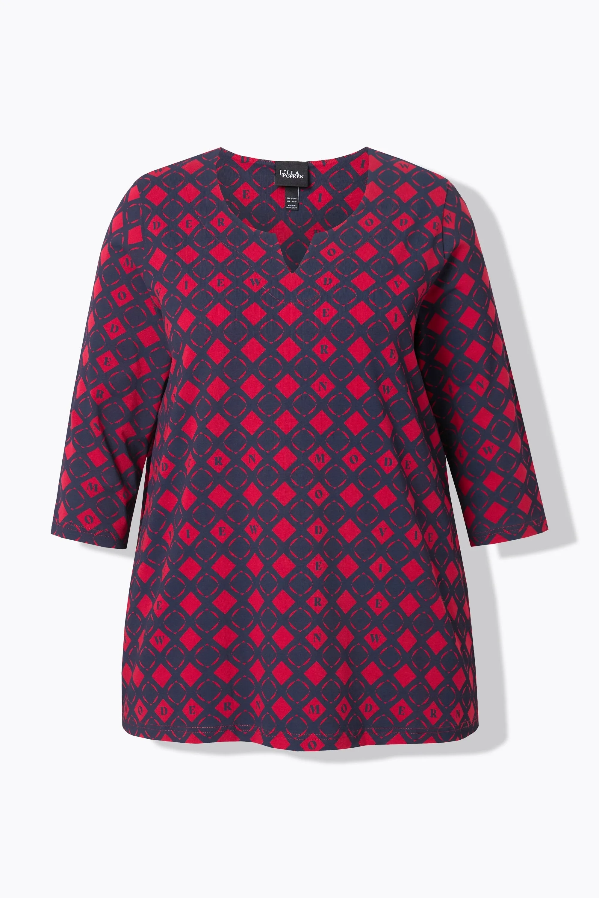 Ulla Popken Red and Navy Blouse