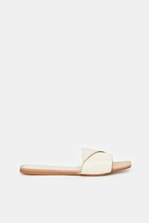 Women Beige Croc Effect Mule