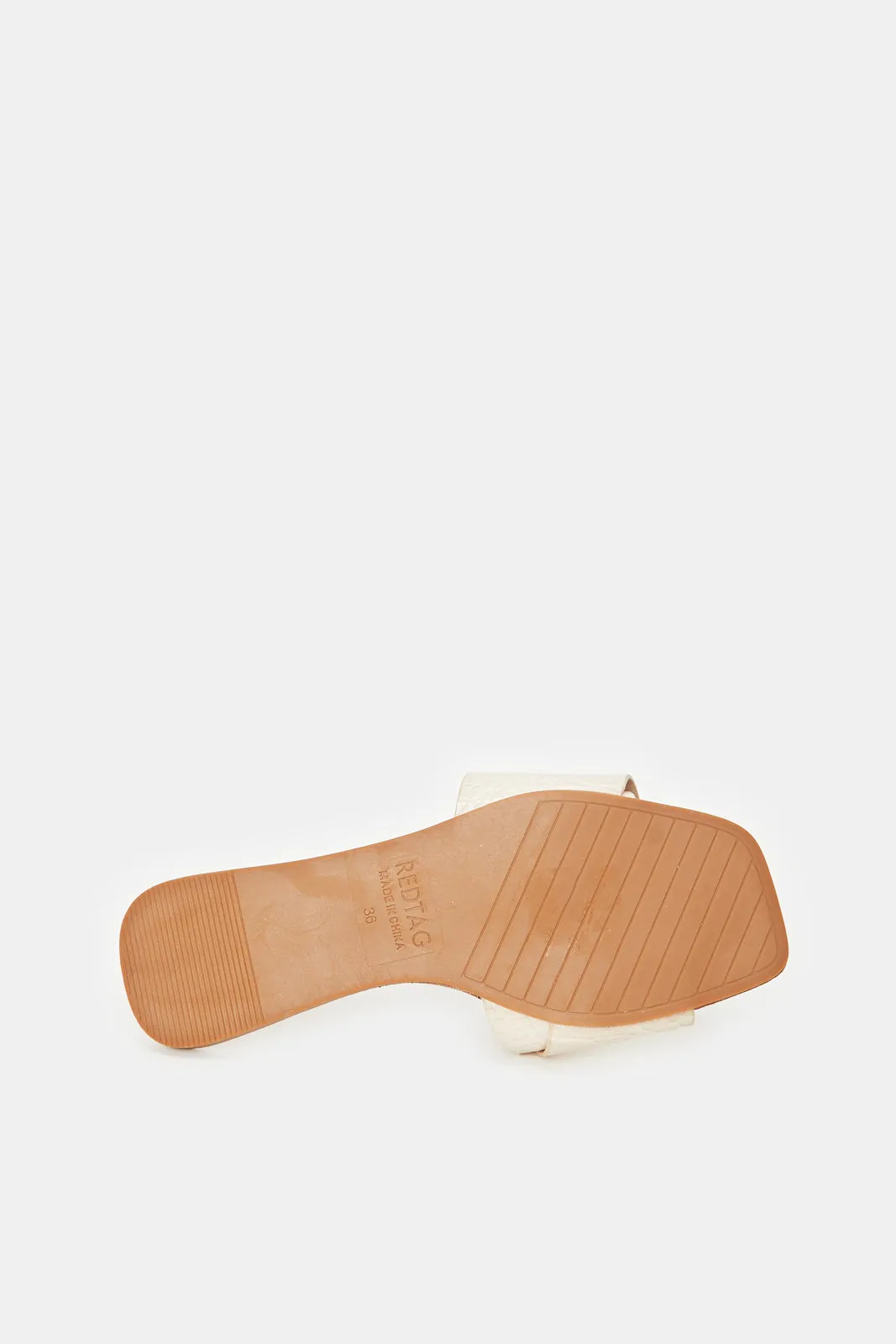 Women Beige Croc Effect Mule