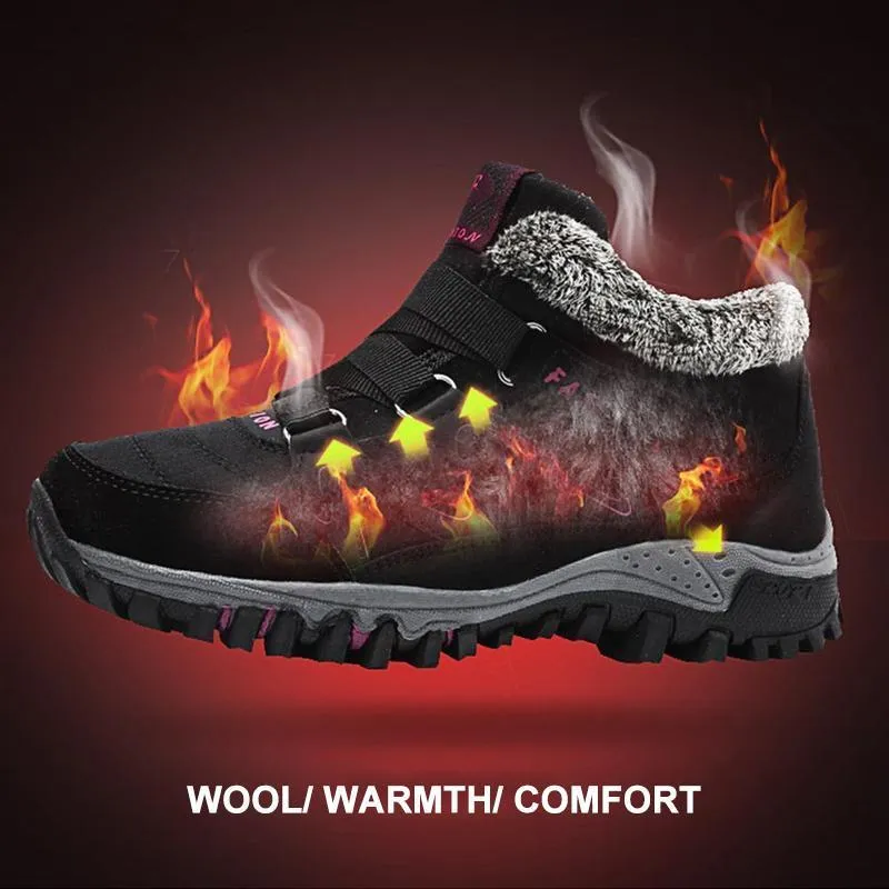 Women Comfy Warm Suede Hook Loop Ankle Boots