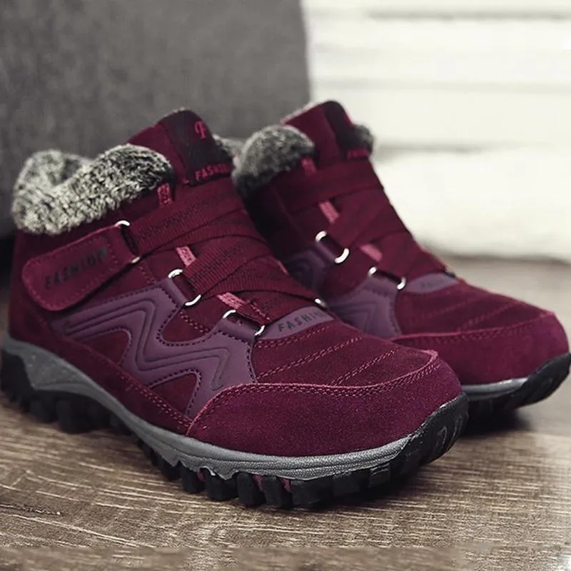 Women Comfy Warm Suede Hook Loop Ankle Boots