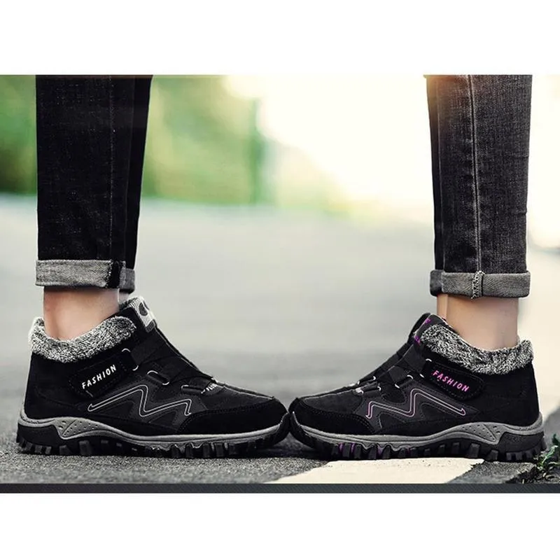 Women Comfy Warm Suede Hook Loop Ankle Boots