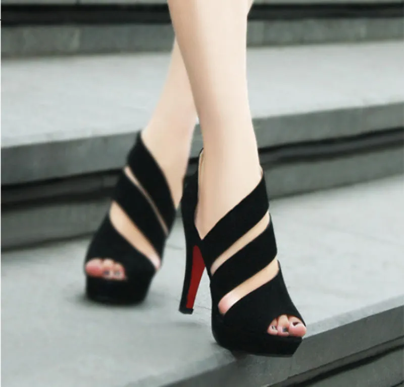 Women’s Black Suede Strappy Stilettos