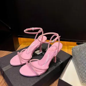 Women’s High Heel Strappy Stilettos with Rhinestones in 2 Colors