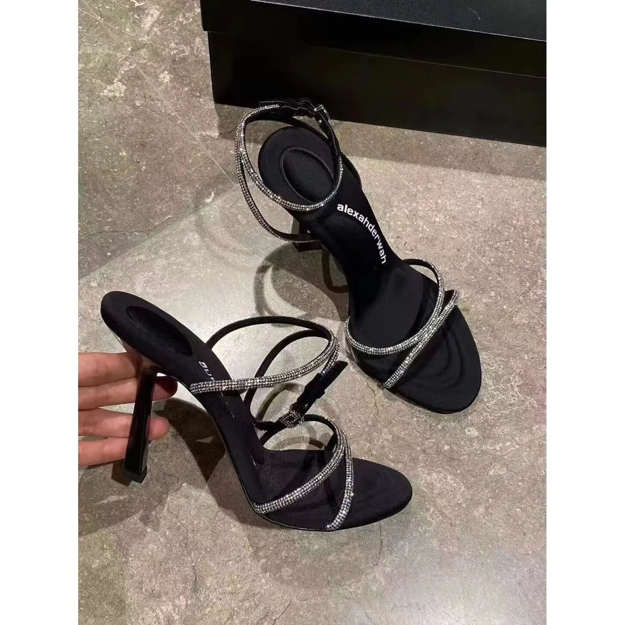 Women’s High Heel Strappy Stilettos with Rhinestones in 2 Colors