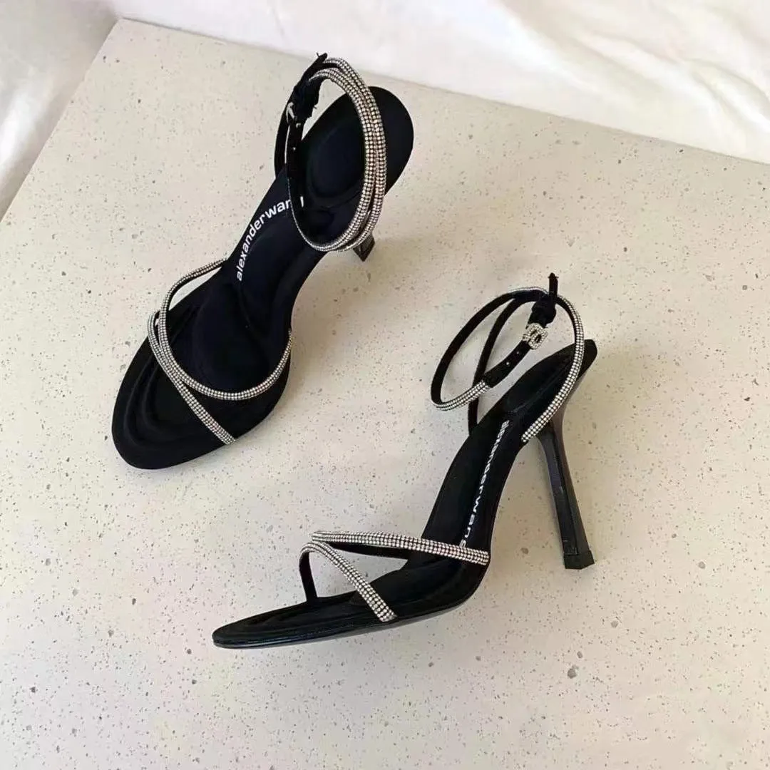 Women’s High Heel Strappy Stilettos with Rhinestones in 2 Colors