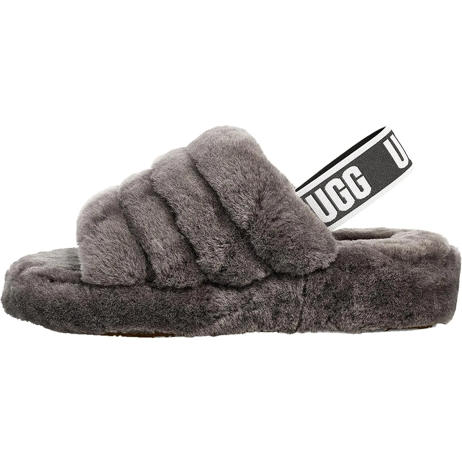 Women's UGG Fluff Yeah Slide Charcoal Sheepskin