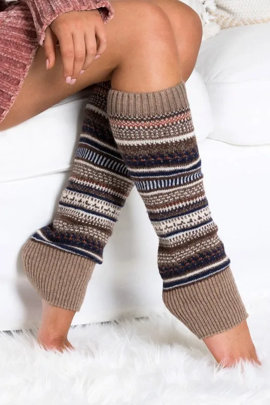 Yummy Thick Cozy Taupe Knitted Leg Warmers