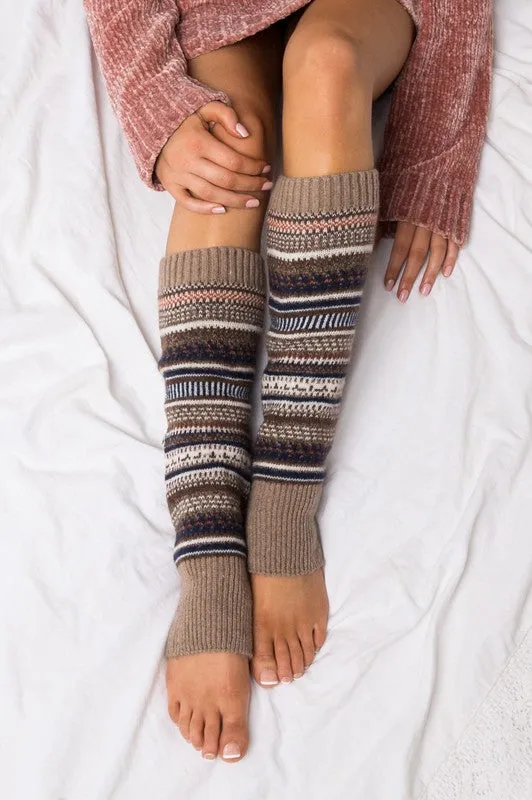 Yummy Thick Cozy Taupe Knitted Leg Warmers